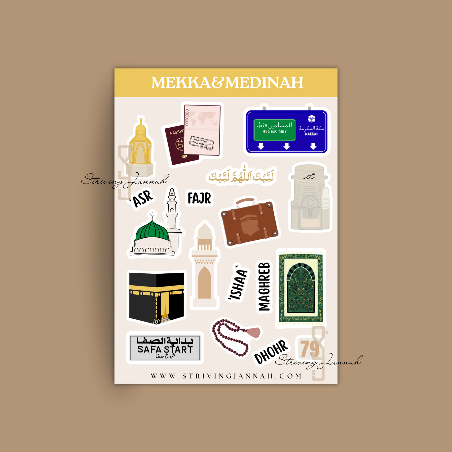 Mekka & Medina sticker op vel