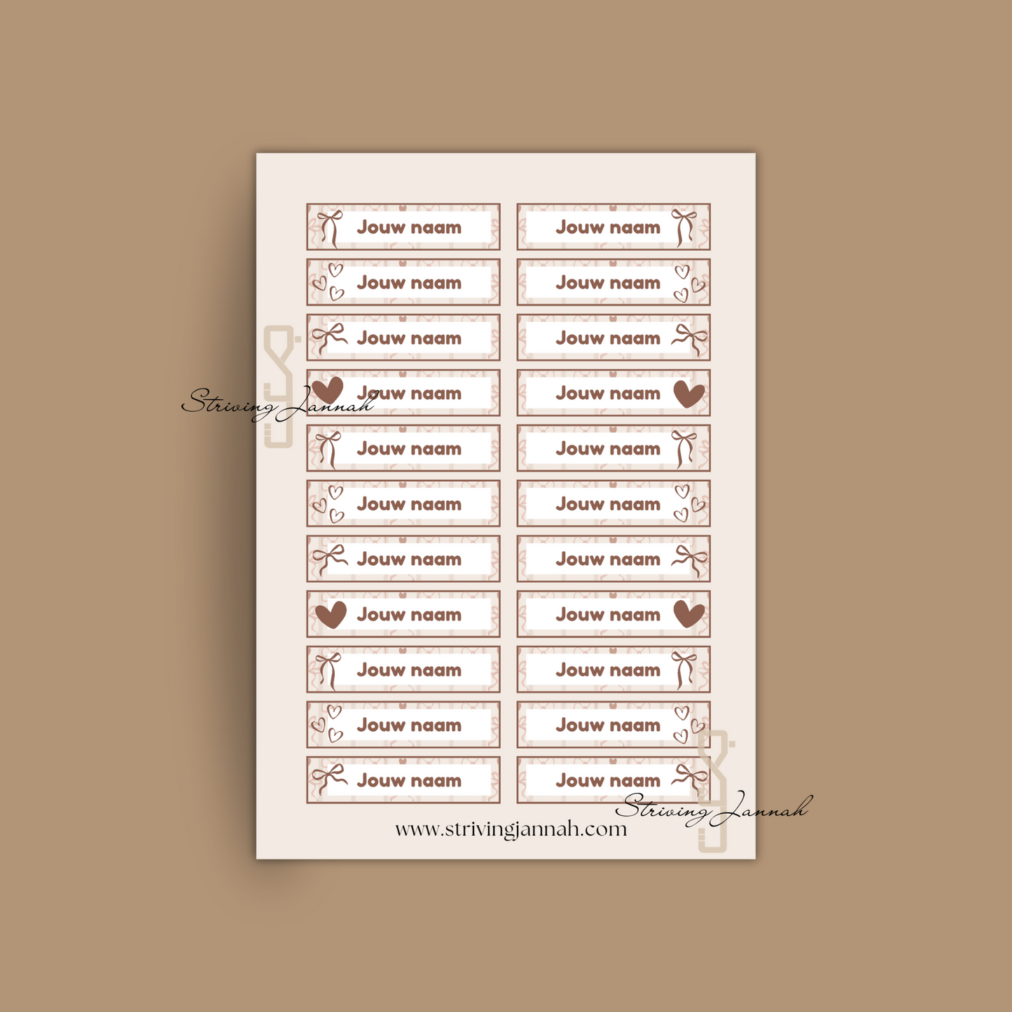 Naamstickervel Strikjes