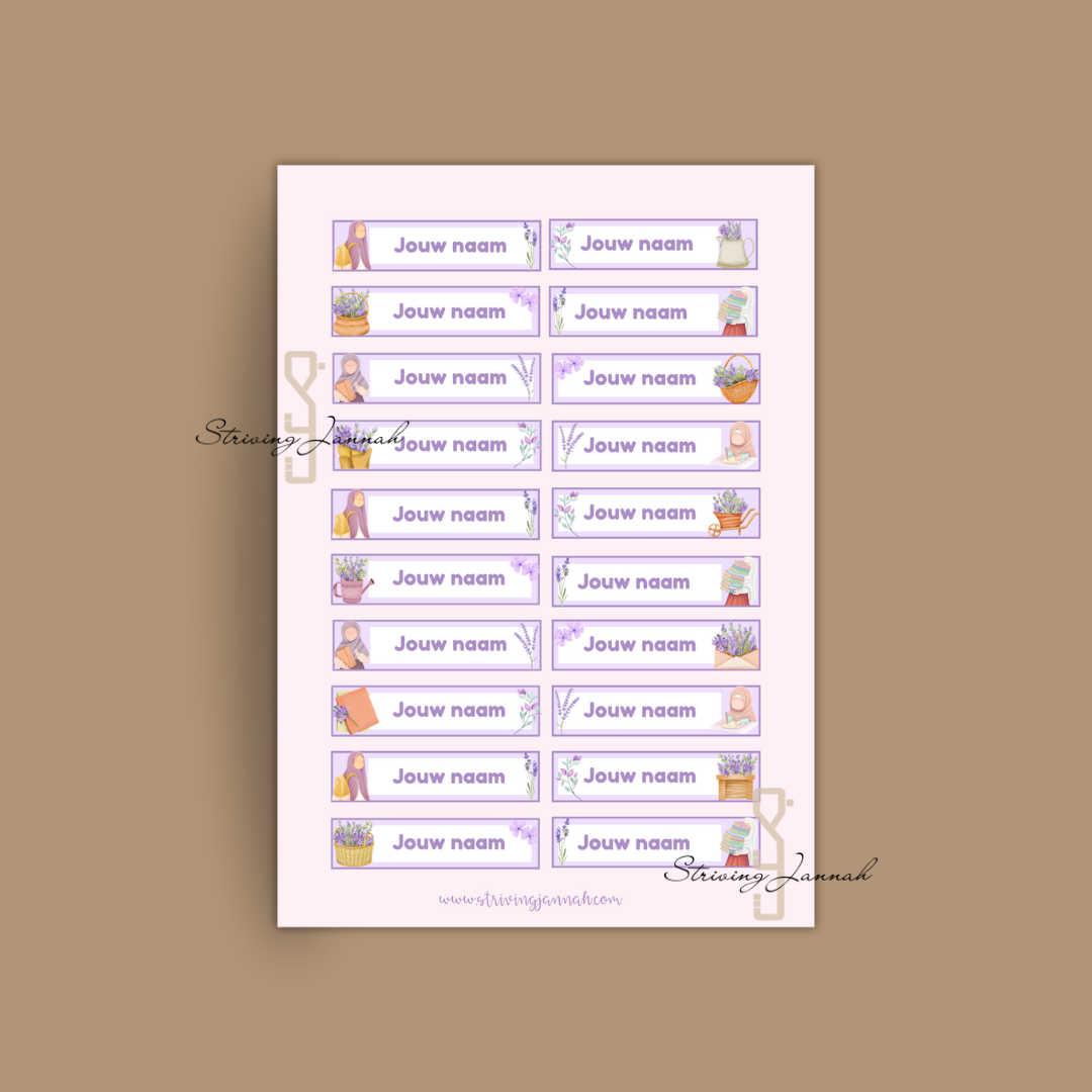 Naamstickervel Moslima & Lavendel