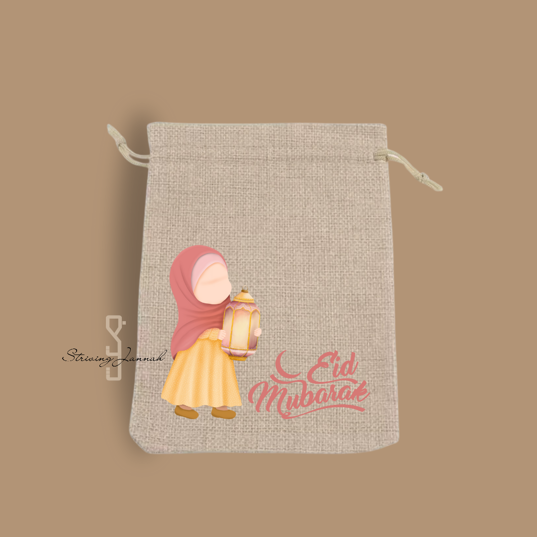 'Eid Mubarak trekkoord cadeautasje of als snoepzakje op=op