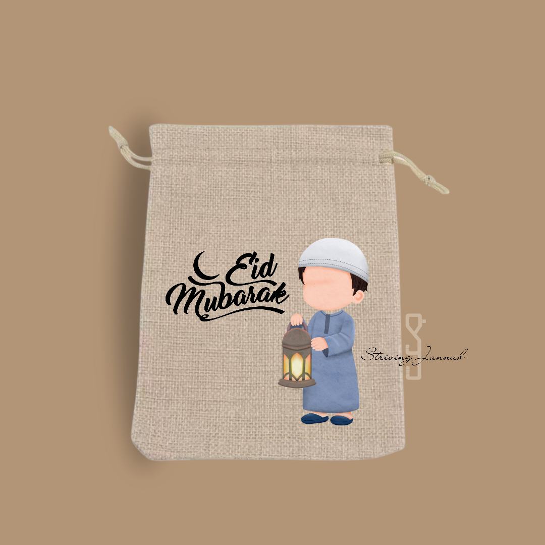 'Eid Mubarak trekkoord cadeautasje of als snoepzakje op=op