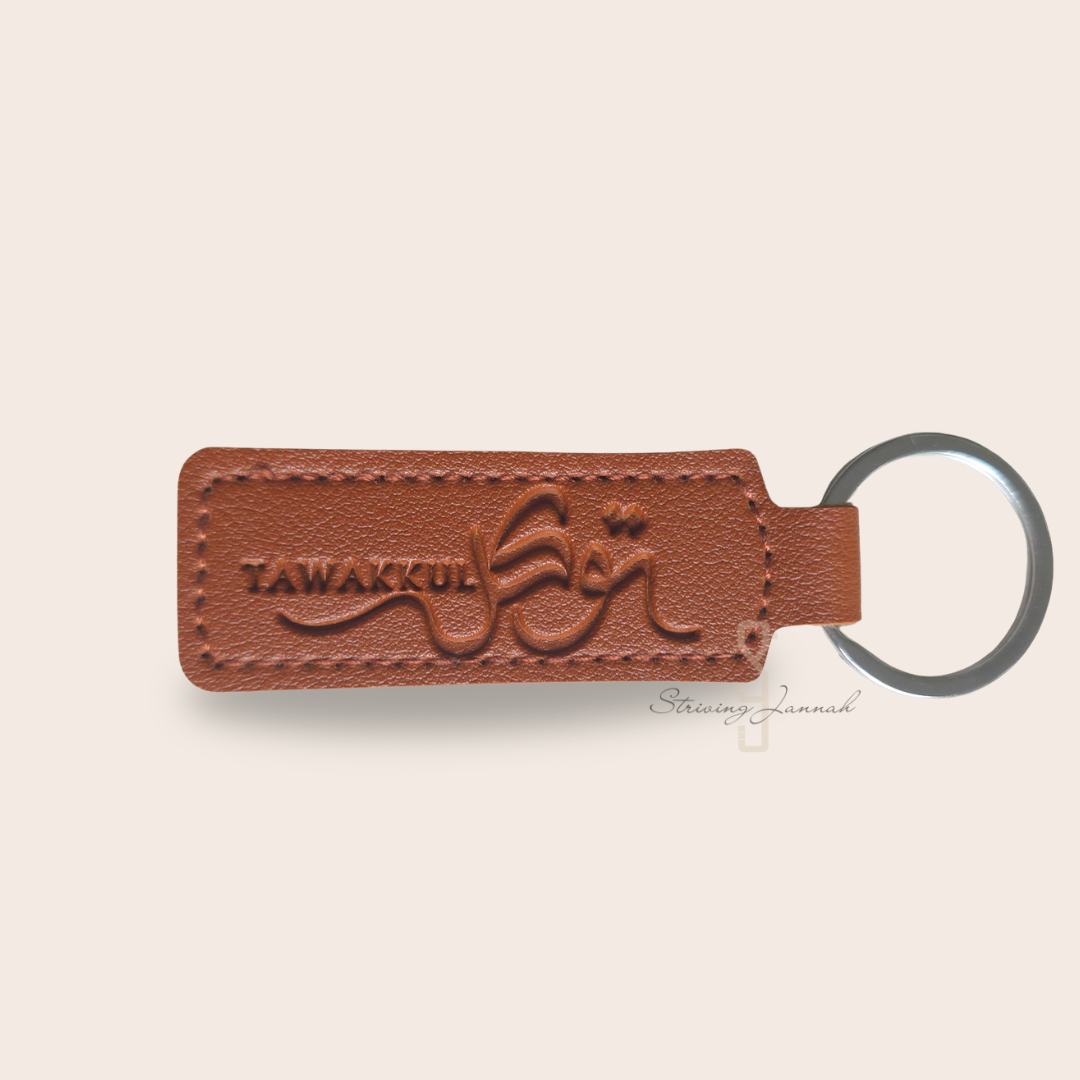 Kunstlederen sleutelhanger tawakkul embossing