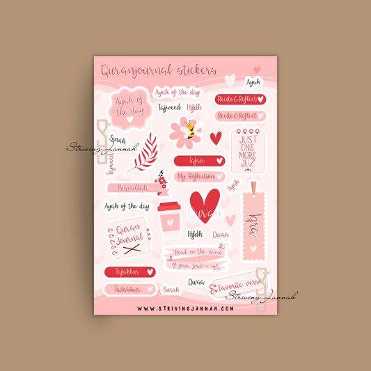 Quran journal stickers op stickervel