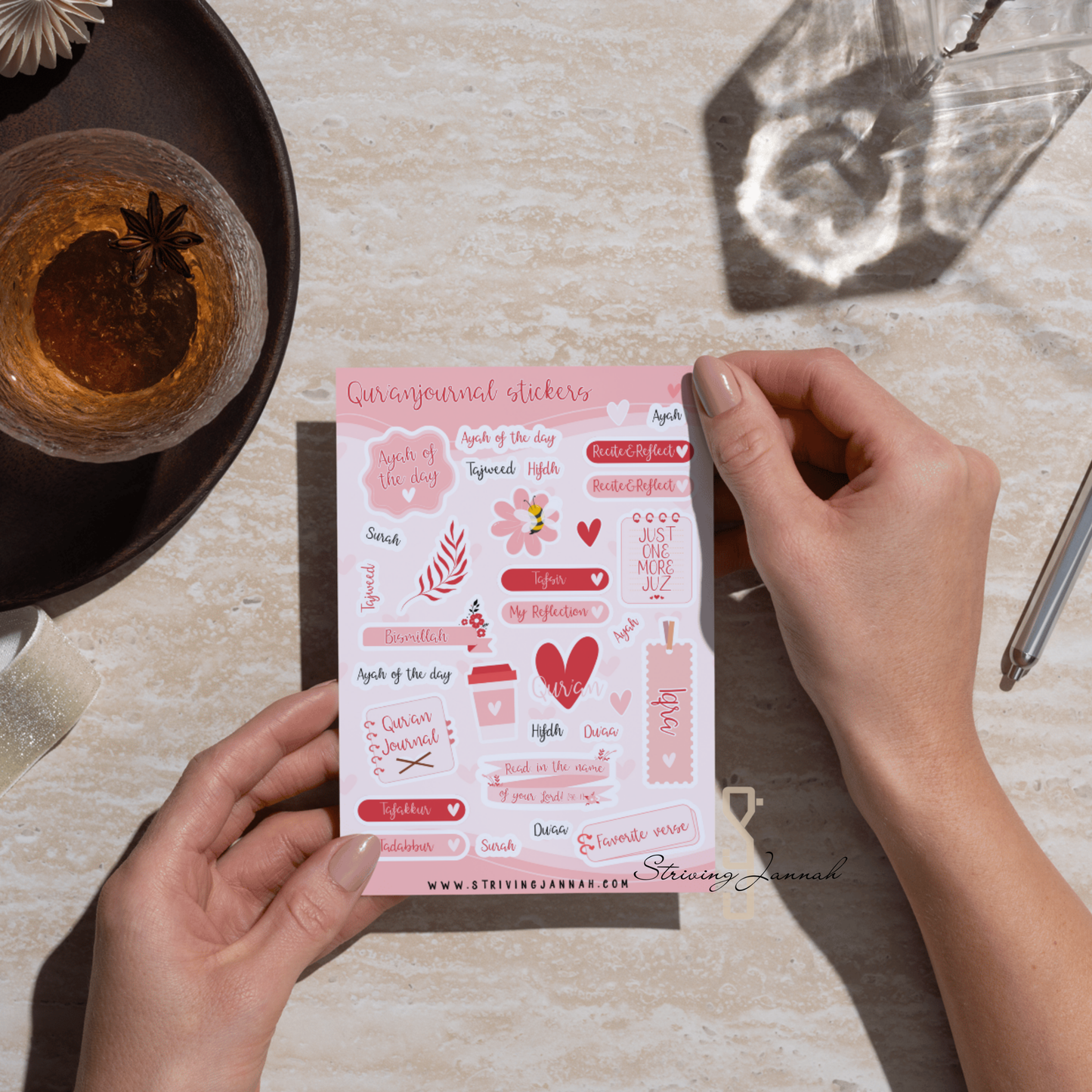 Quran journal stickers op stickervel