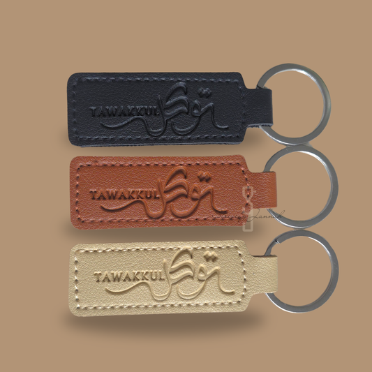 Kunstlederen sleutelhanger tawakkul embossing