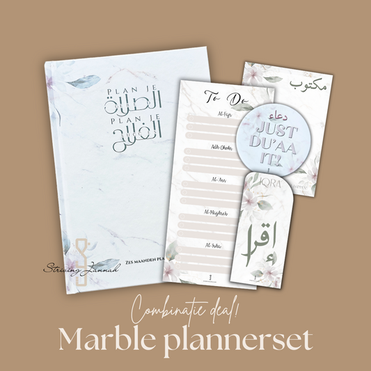 Combinatiedeal marble plannerset