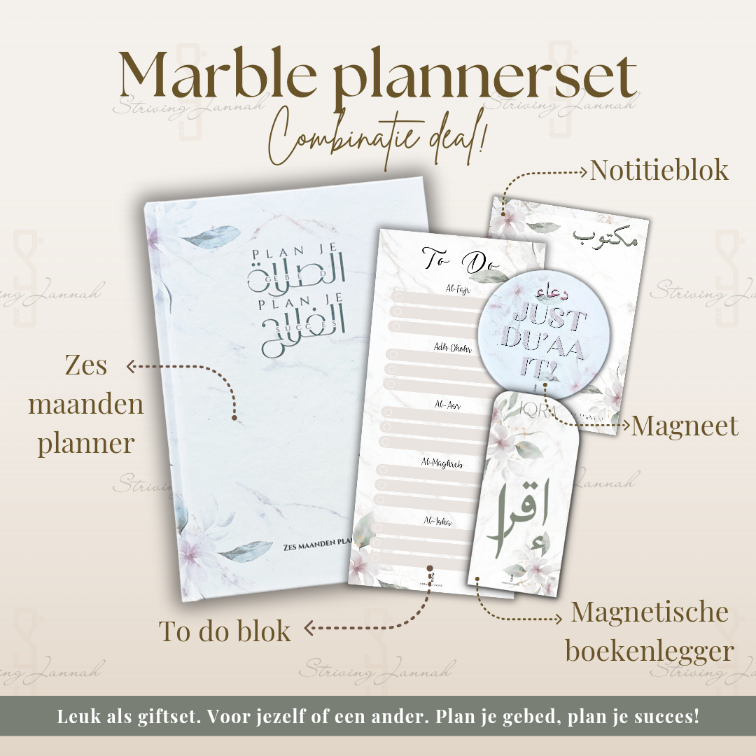 Combinatiedeal marble plannerset