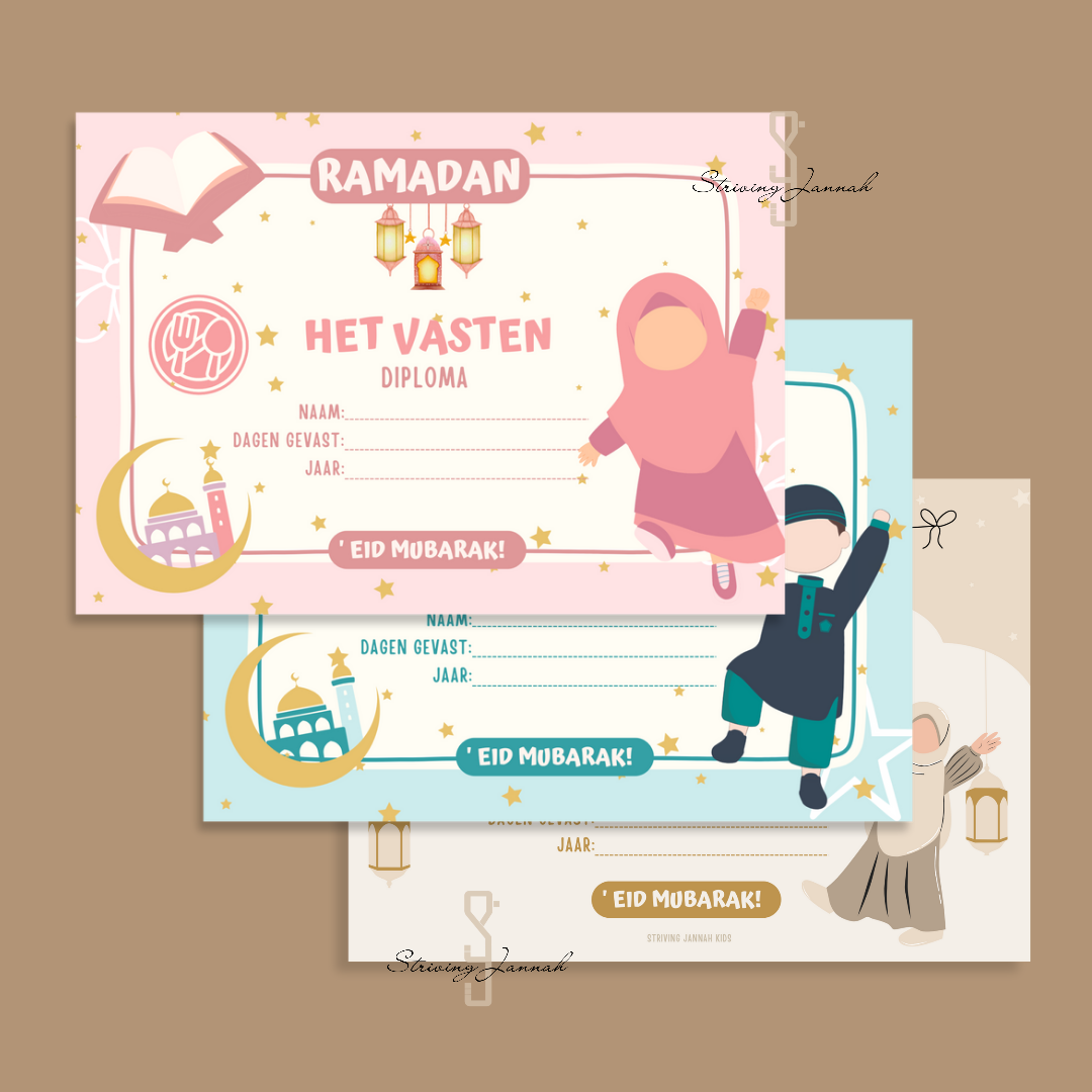 Ramadan diploma en kalender inclusief stickers