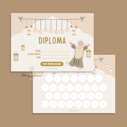 Ramadan diploma en kalender inclusief stickers