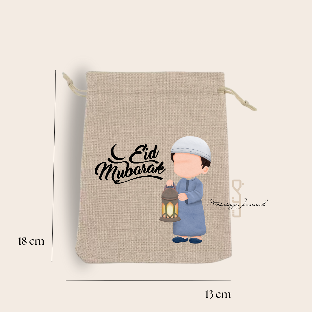 'Eid Mubarak trekkoord cadeautasje of als snoepzakje op=op