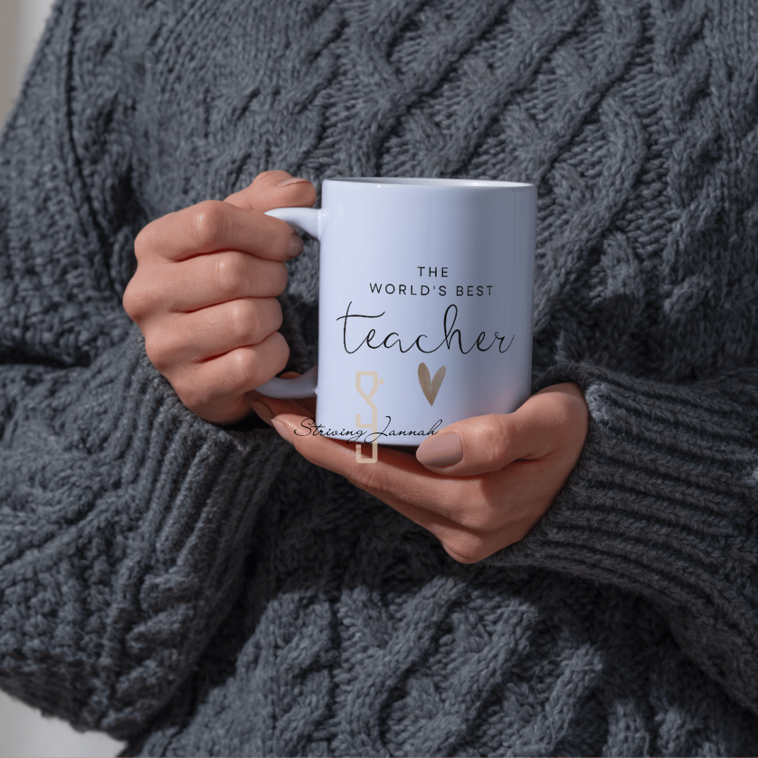 The world's best teacher – mok 330 ml met sierletters