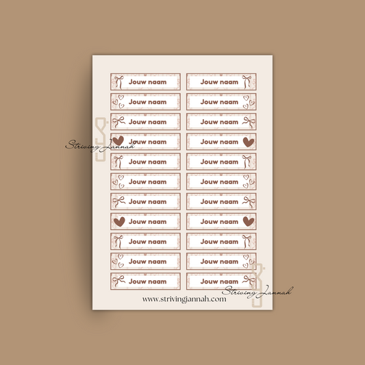 Naamstickervel Strikjes