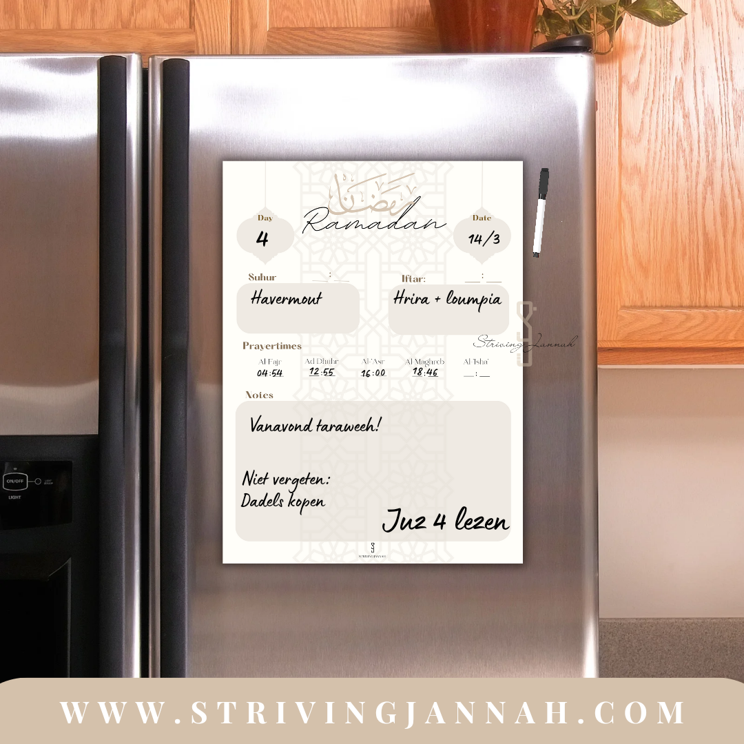 Striving Jannah Ramadan kalender whitebord magnetisch inclusief stift