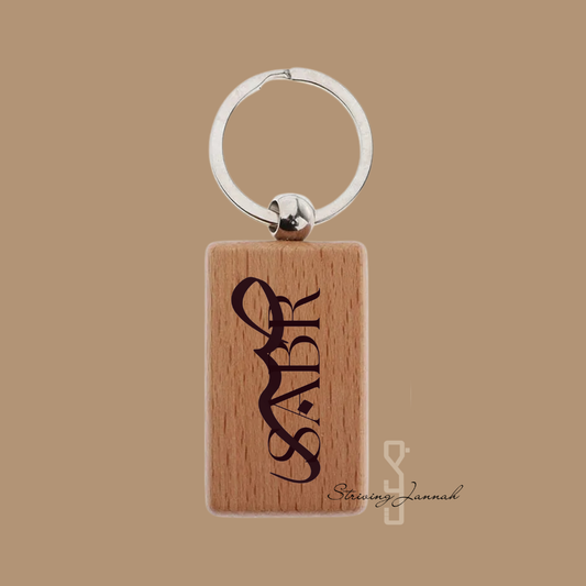 Striving Jannah Sleutelhanger sabr keychain houten 