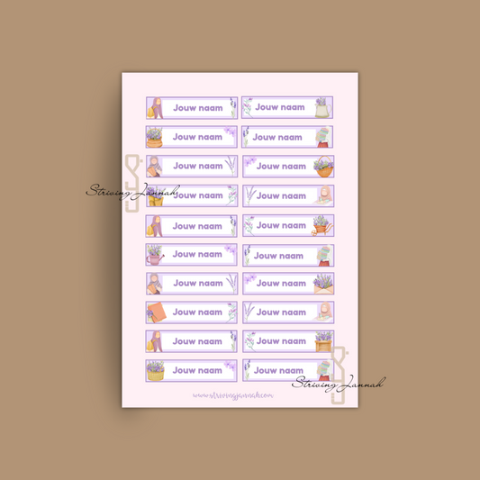 Naamstickervel Moslima & Lavendel