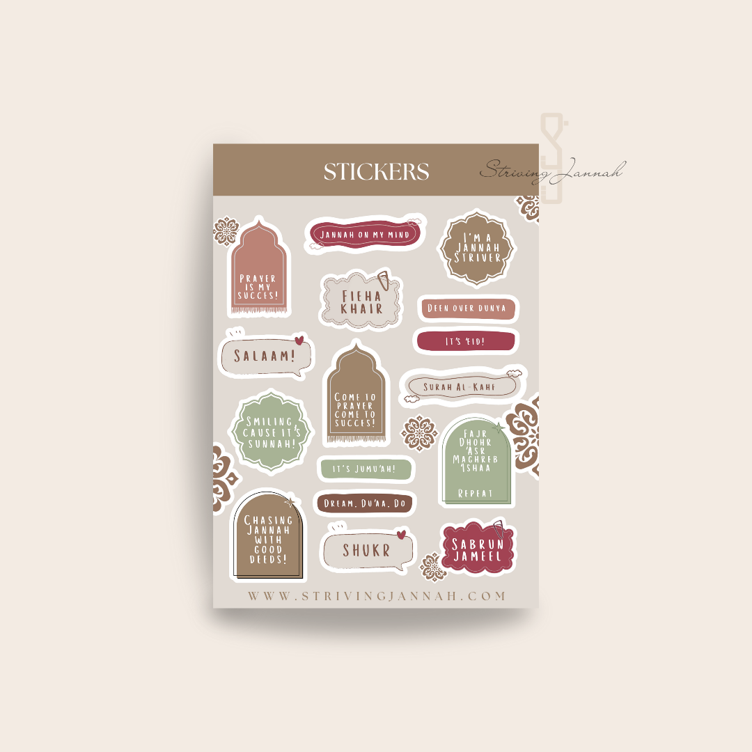 Striving Jannah planner stickers islamitische stickervel