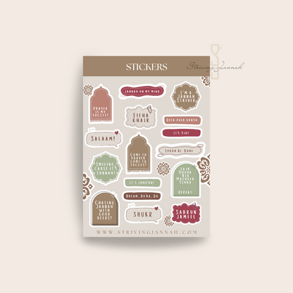 Striving Jannah planner stickers islamitische stickervel