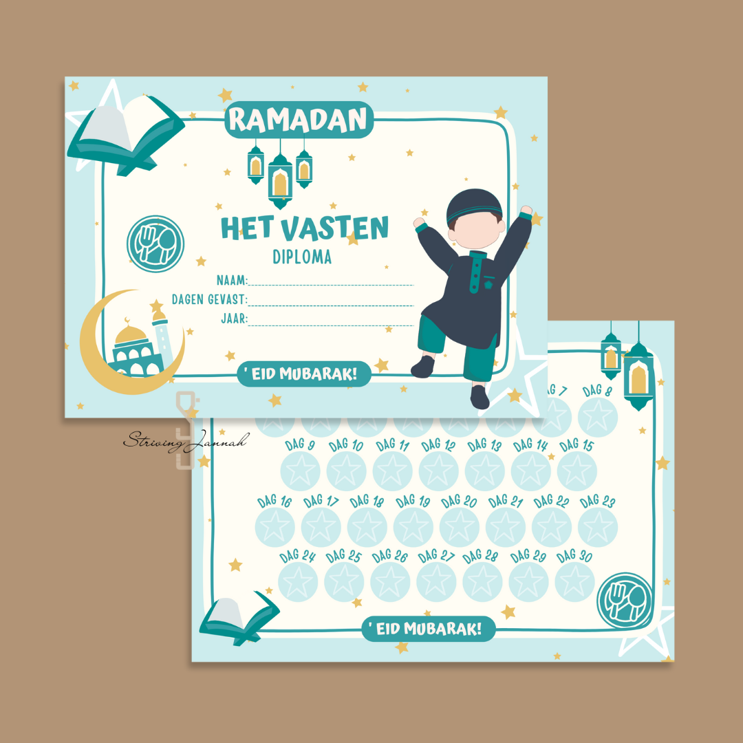Striving Jannah ramadan aftelkalender en diploma kinderen jongen